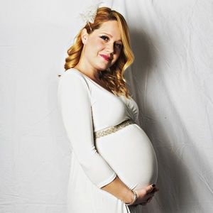 Maternity photo - Women's V-Neck 3/4 Sleeve Maxi